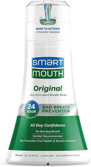 SmartMouth botella junto a mano para ver tamaño y capacidad práctica
