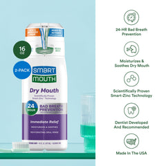 SmartMouth botella junto a una regla para comparar tamaño y duración del producto
