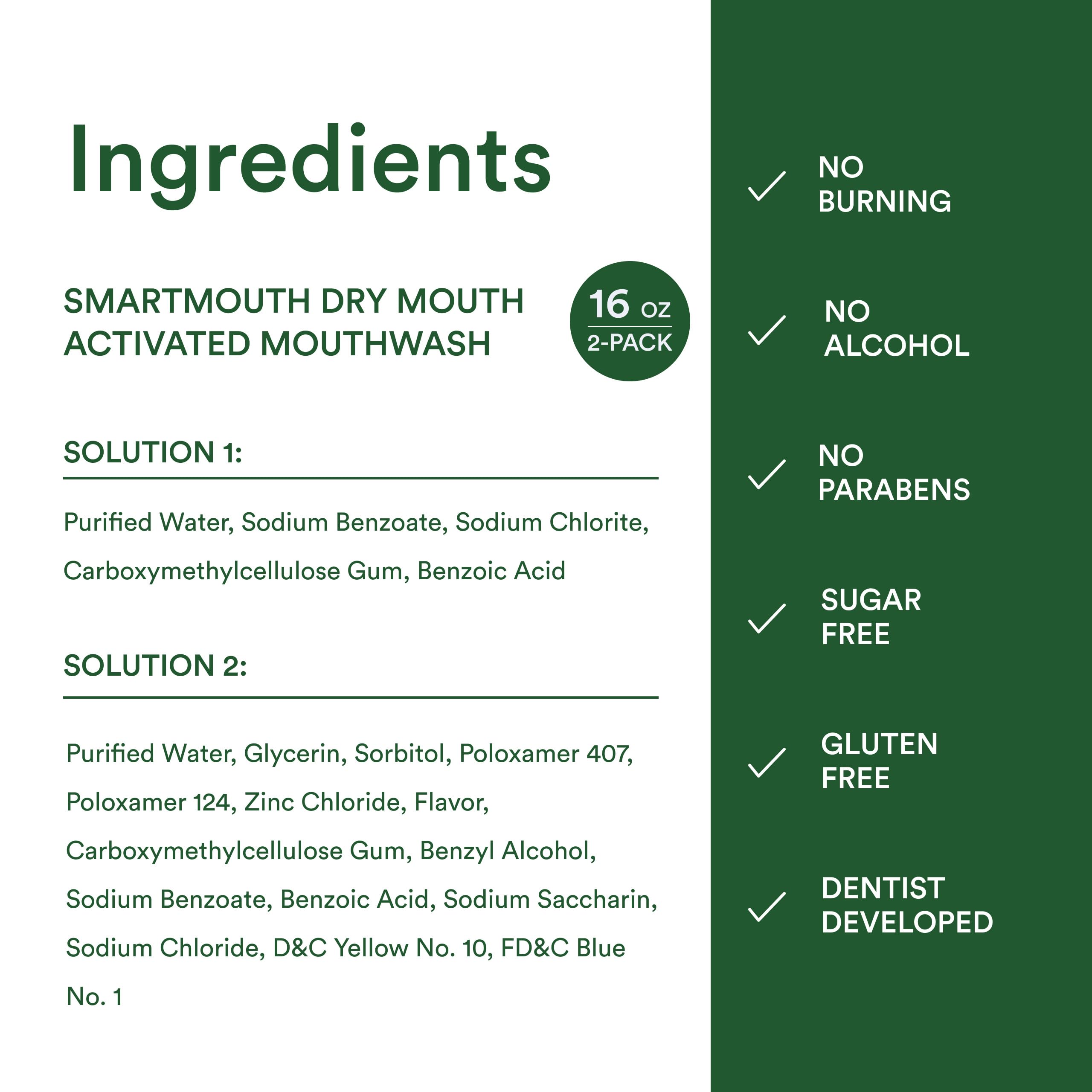 SmartMouth cierre del envase y dispensador que muestra uso higiénico y seguro