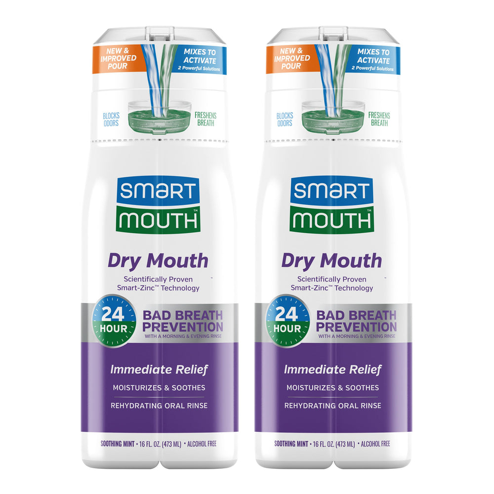 SmartMouth frente del empaque mostrando la marca y tamaño, beneficio de aliento fresco