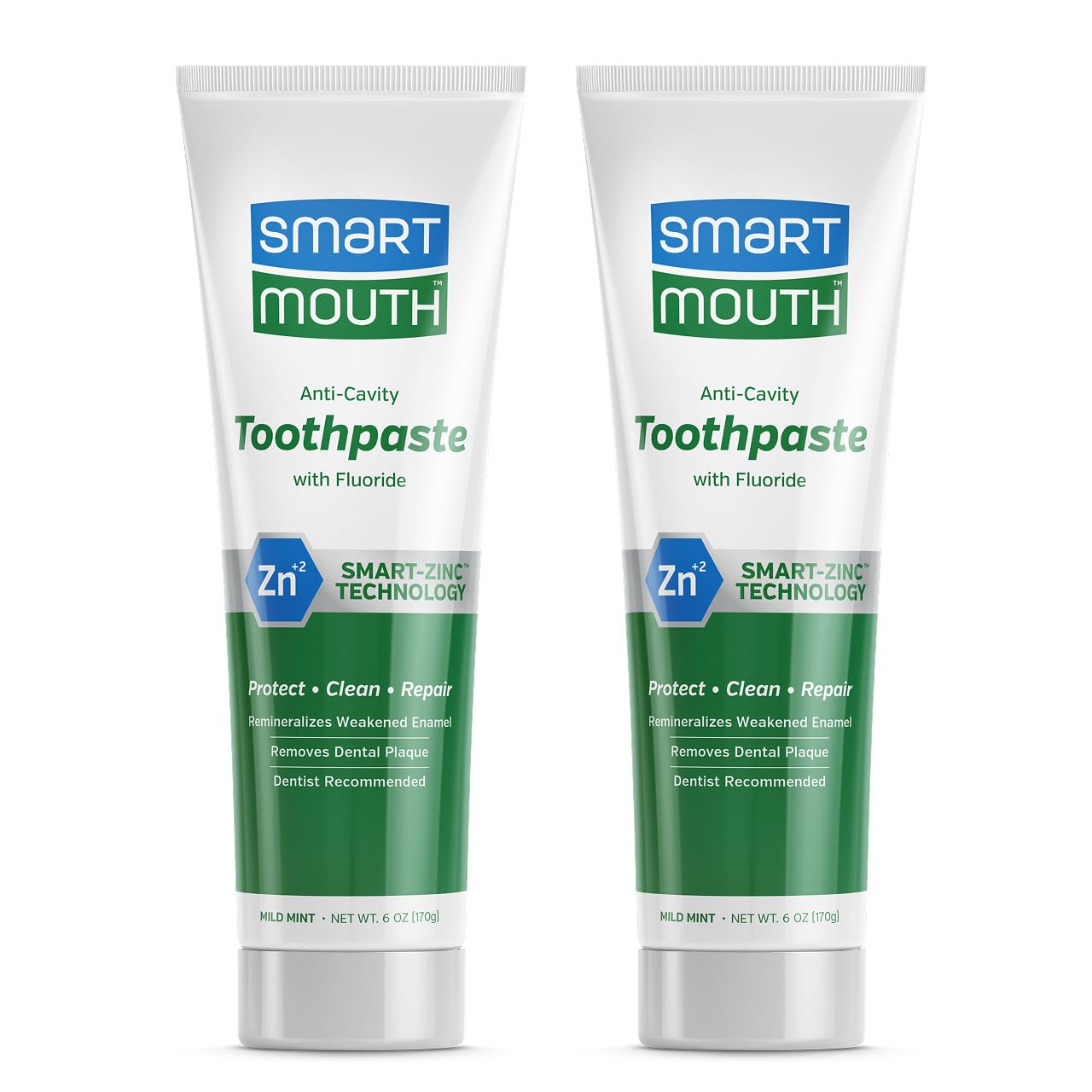 SmartMouth frente del empaque mostrando 6 oz y beneficios anti-caries