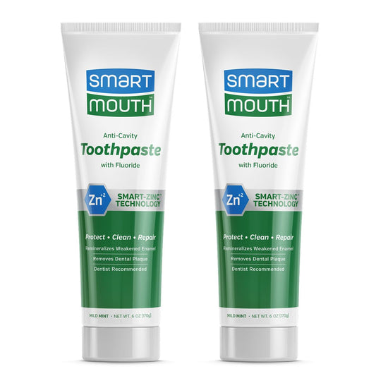 SmartMouth frente del empaque mostrando 6 oz y beneficios anti-caries