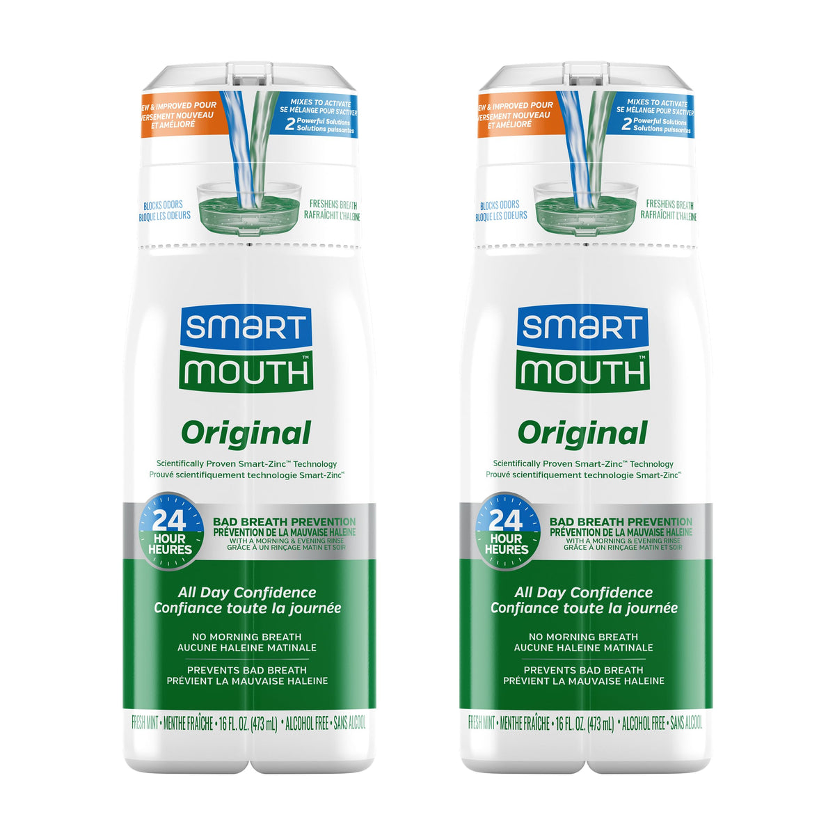 SmartMouth pack de dos frente mostrando envase y frescor inmediato