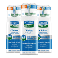 SmartMouth frontal paquete de 3 botellas mostrando ahorro y presentación