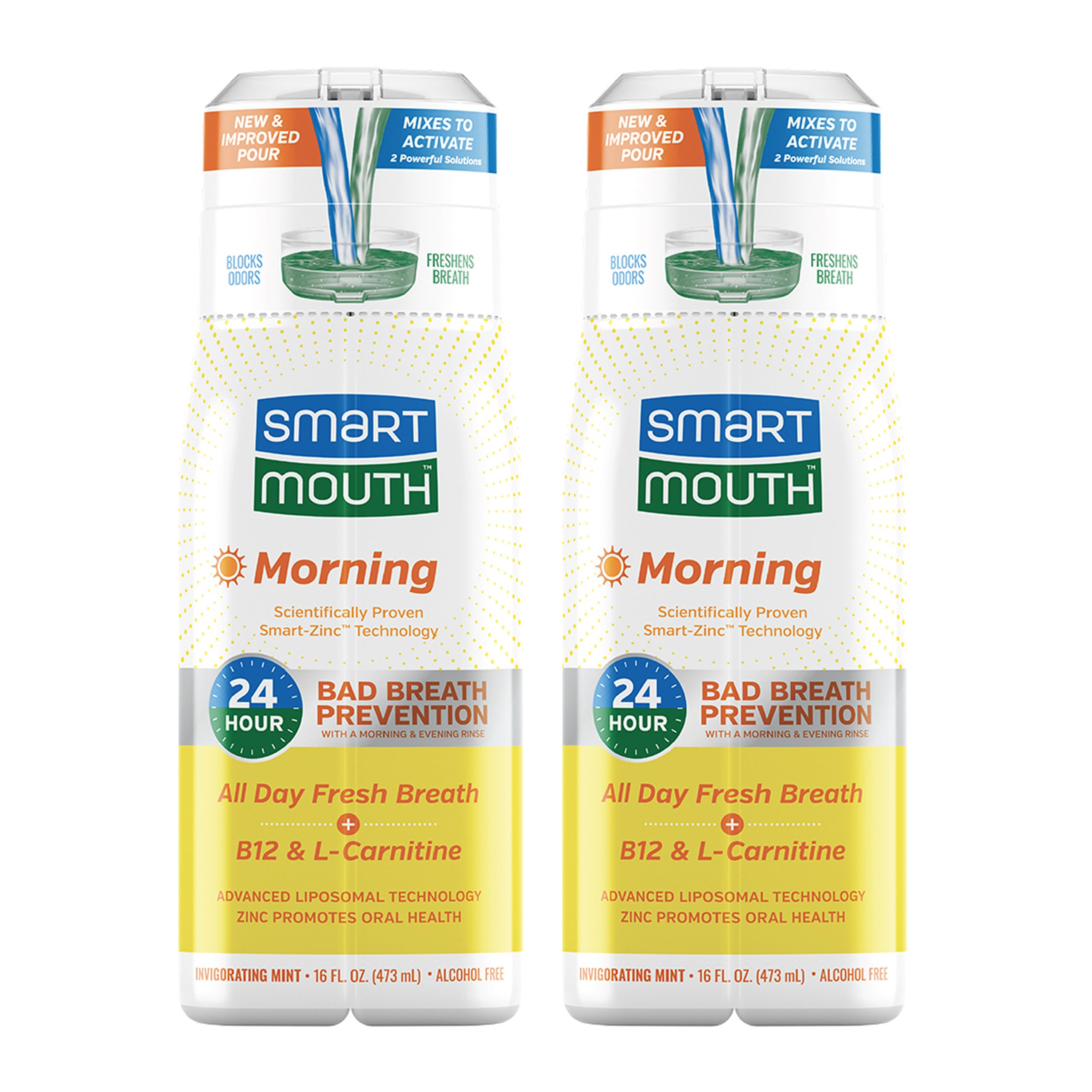SmartMouth frontal del envase mostrando el diseño y beneficios visibles