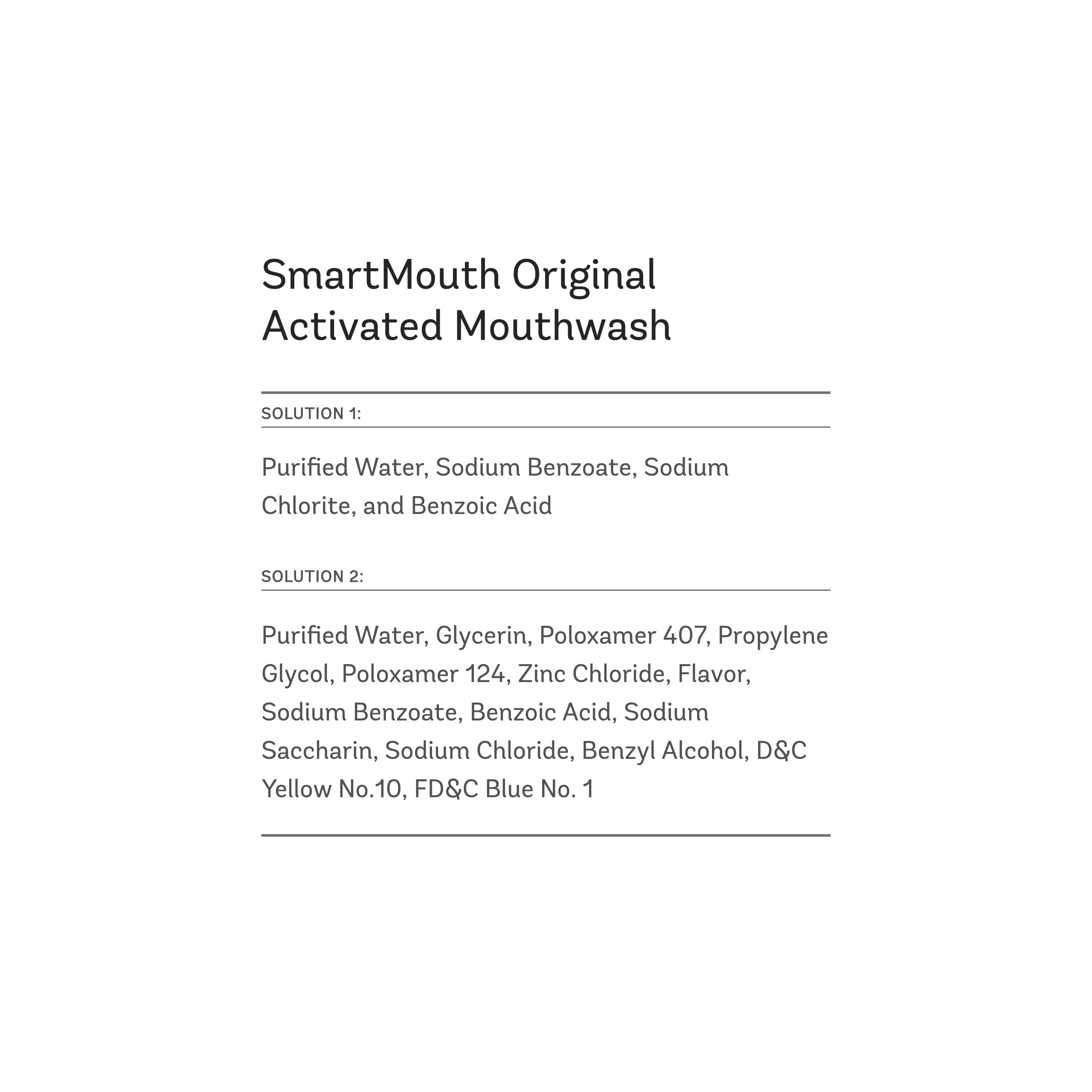 SmartMouth sobre abierto vertiendo la doble solución, mezcla activada