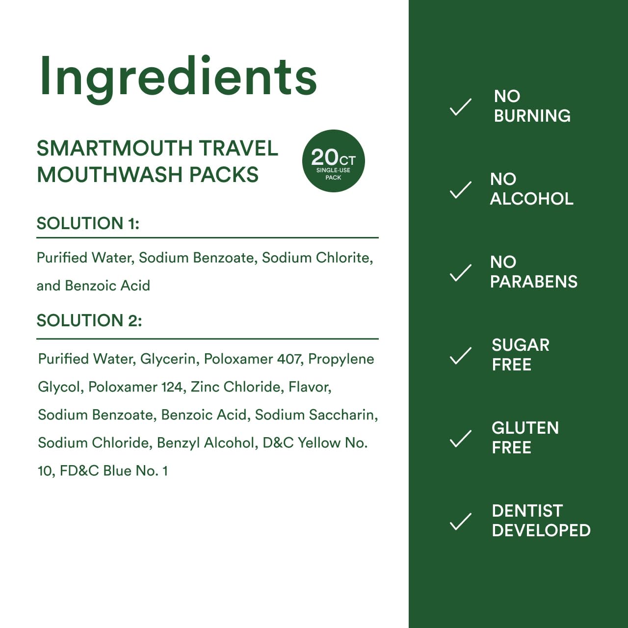 SmartMouth sobres dentro de un neceser demostrando conveniencia para viajar