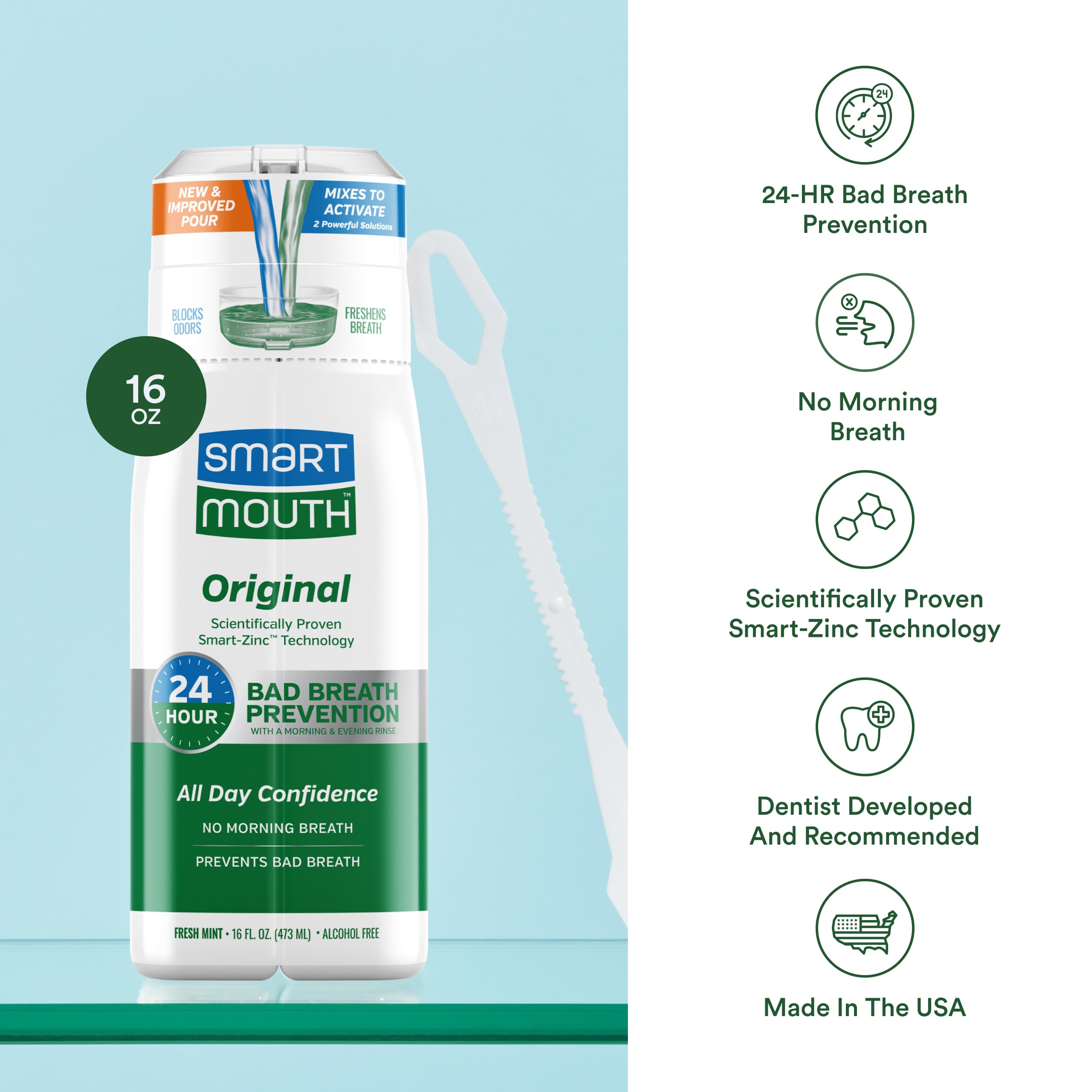 Textura del líquido SmartMouth Fresh Mint, sin alcohol y suave