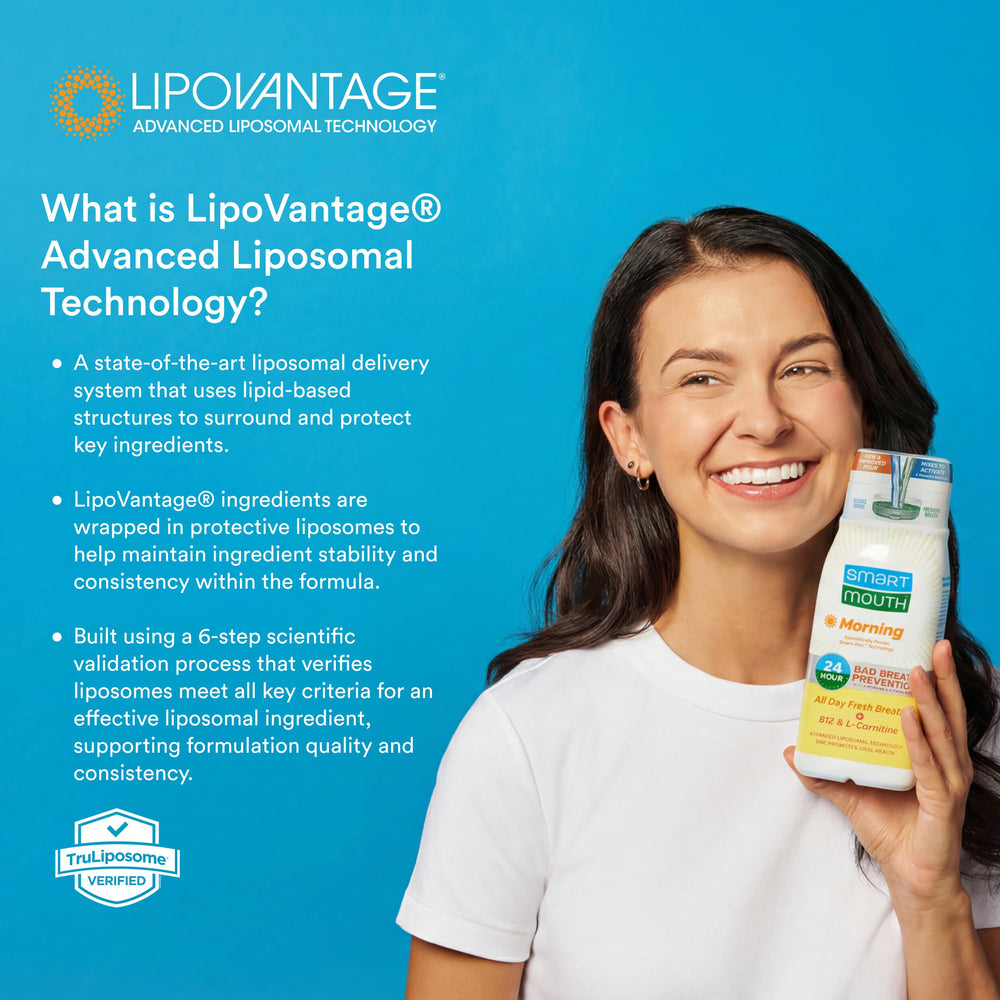 SmartMouth primer plano de la textura del líquido liposomal que aporta suavidad