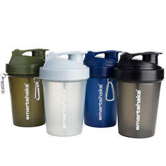 Smartshake vista frontal del pack de 4 botellas, organización y ahorro