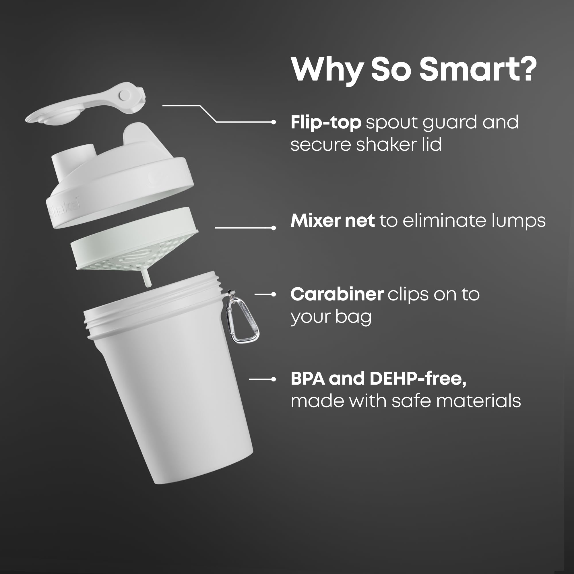 Smartshake Lite mostrando la tapa hermética cerrada para evitar derrames