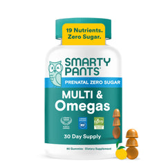 SmartyPants botella frontal mostrando 90 gomitas y diseño claro