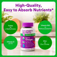 Etiqueta nutricional SmartyPants mostrando 16 nutrientes y certificaciones