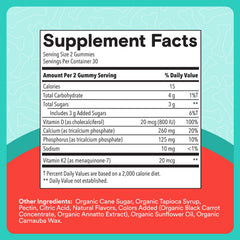 Etiqueta nutricional SmartyPants con información de calcio y vitaminas