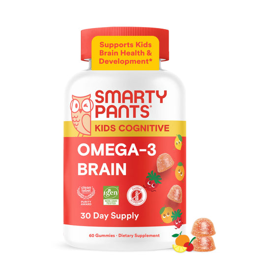 SmartyPants frasco frontal 60 gomitas mostrando etiqueta y beneficio cognitivo