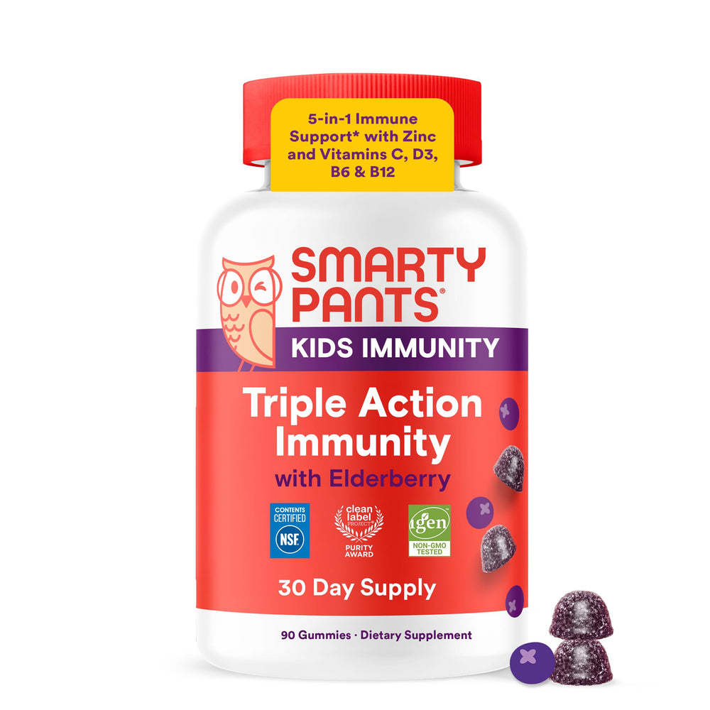 SmartyPants frasco frontal que muestra gominolas y beneficios
