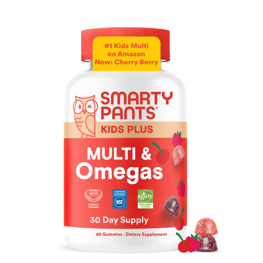 SmartyPants frasco frontal mostrando el envase y beneficios principales