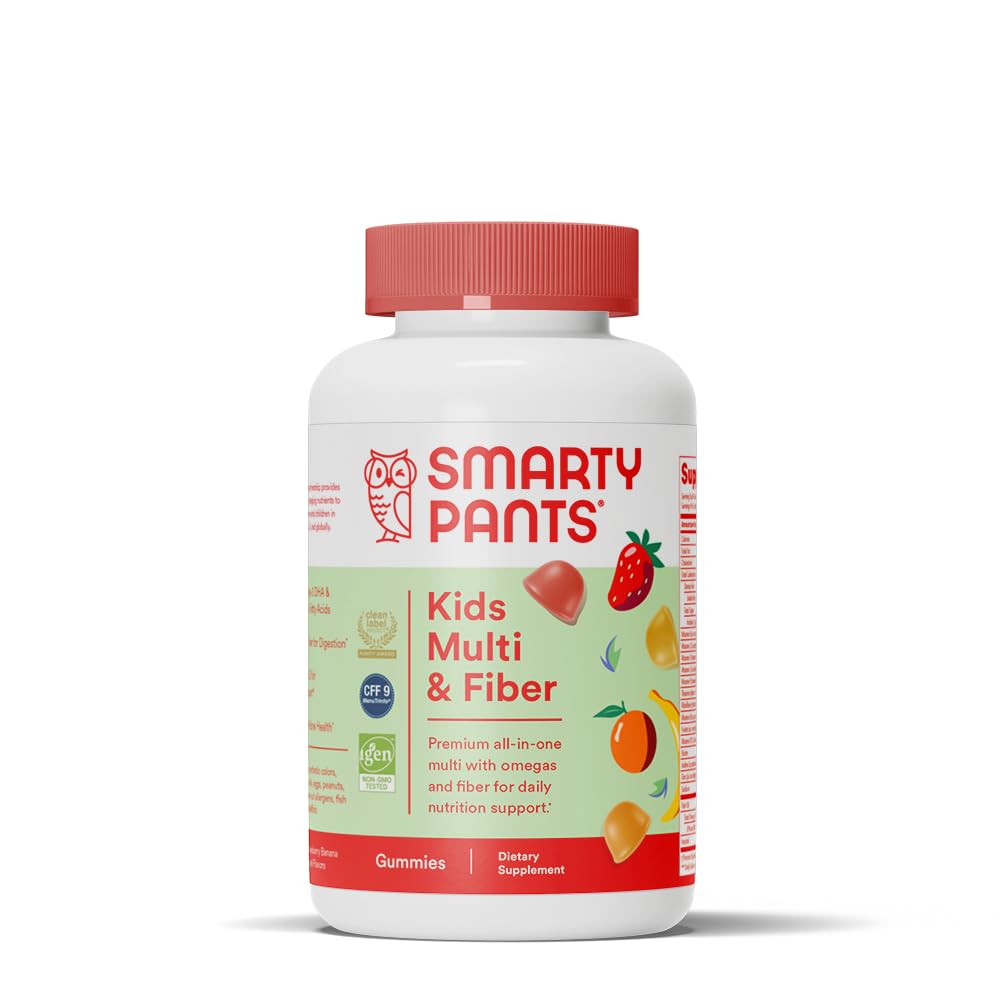 SmartyPants frasco frontal mostrando la etiqueta y beneficios visibles