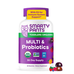 Smartypants frente del envase mostrando 60 gomitas y beneficios