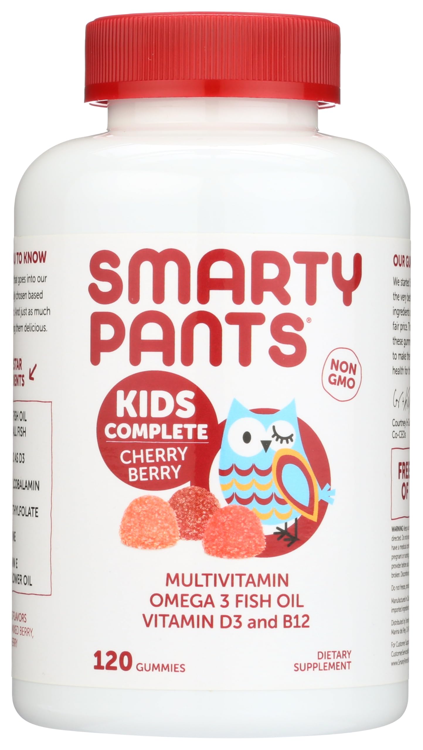 SmartyPants envase frontal mostrando gomitas y beneficios para nutrición infantil