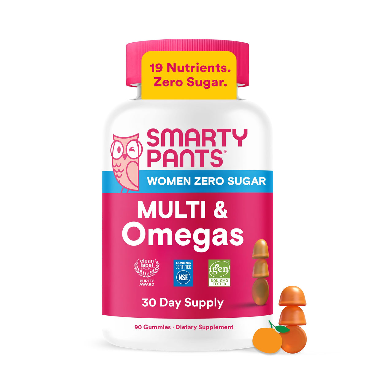 SmartyPants botella frontal mostrando etiqueta y beneficios