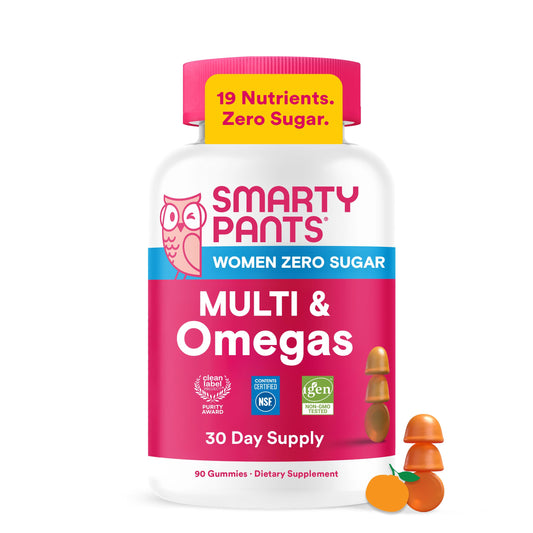 SmartyPants botella frontal mostrando etiqueta y beneficios