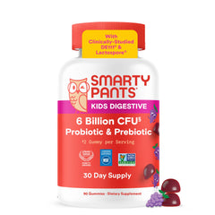 SmartyPants frontal del envase mostrando 60 gomitas y beneficio de soporte digestivo