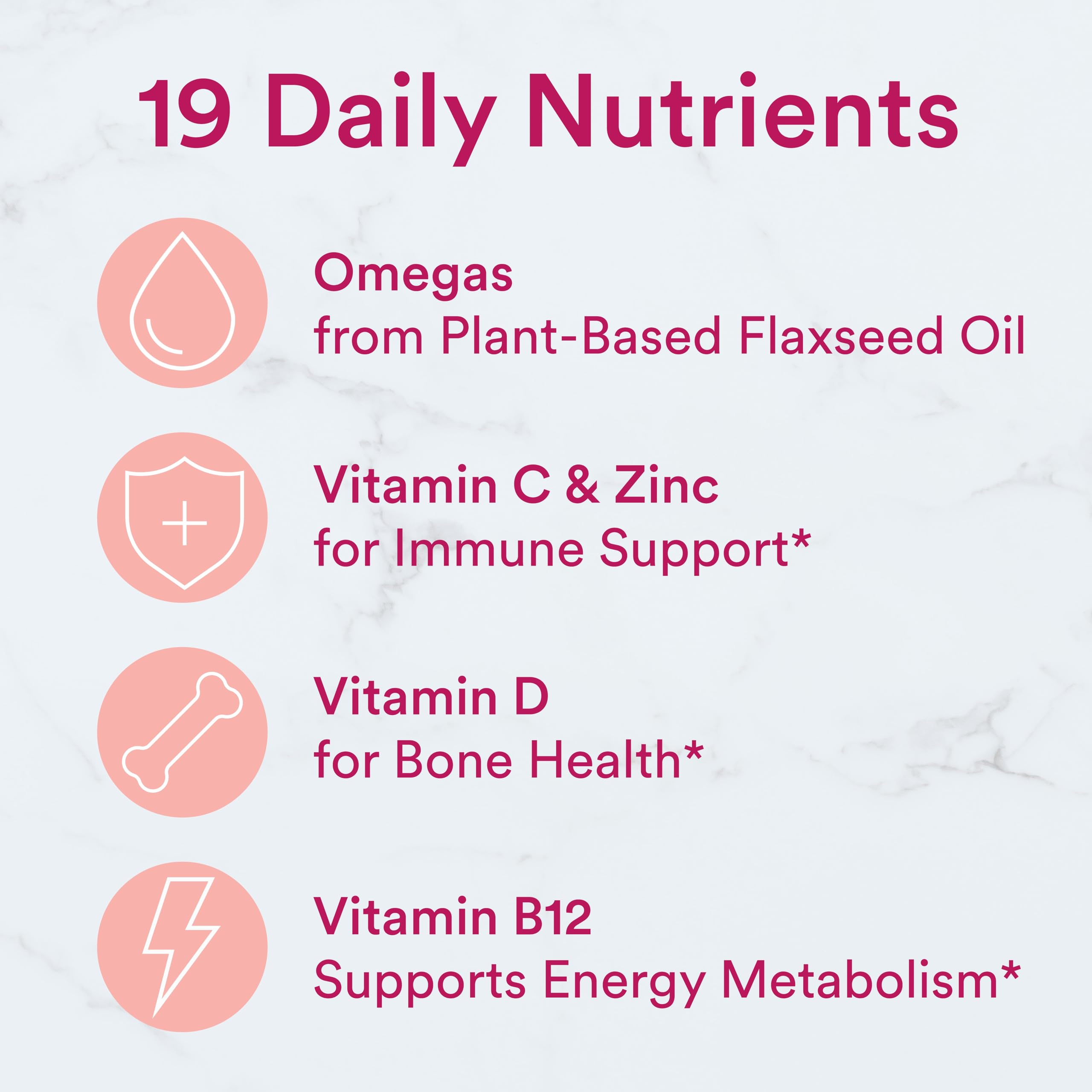 Etiqueta con lista de ingredientes de SmartyPants destacando folato metilado y Omega‑3 ALA