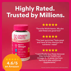 Etiqueta del producto SmartyPants con instrucciones y lista de nutrientes