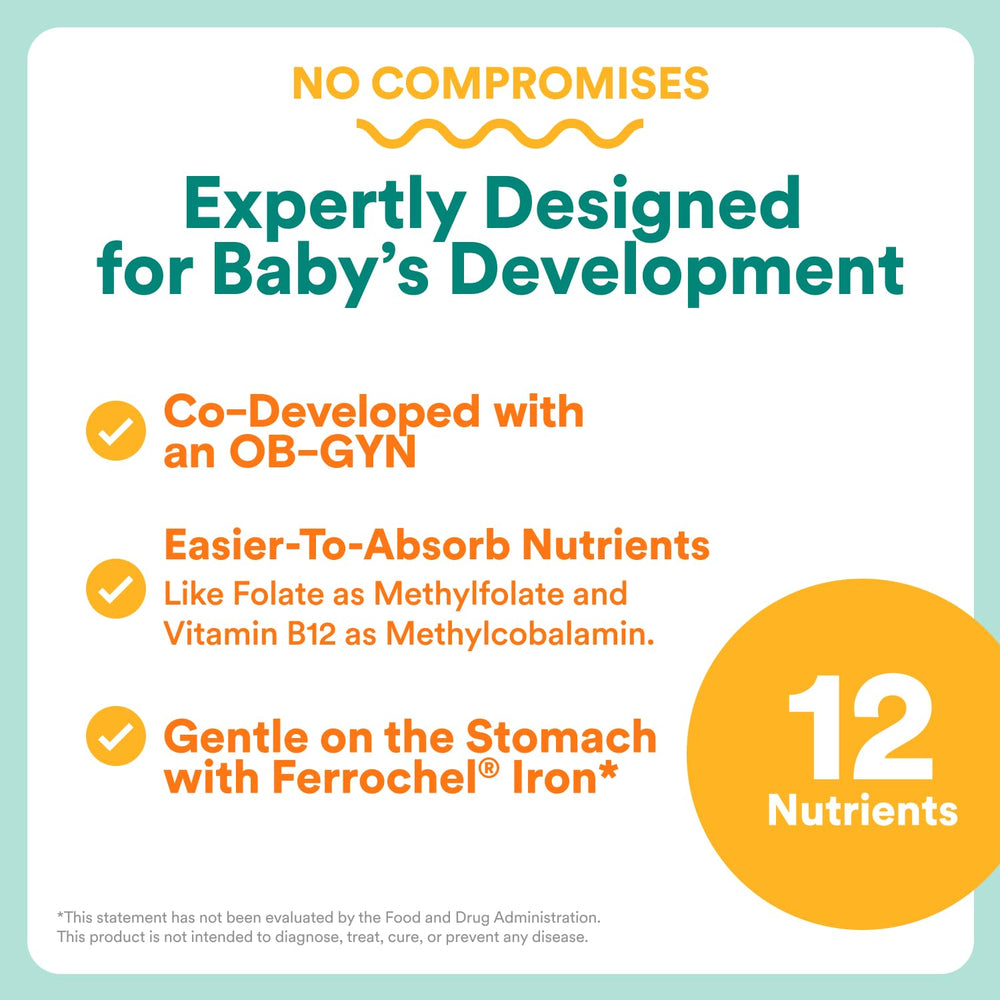 SmartyPants ingredientes clave (colina, folato, DHA) para desarrollo fetal