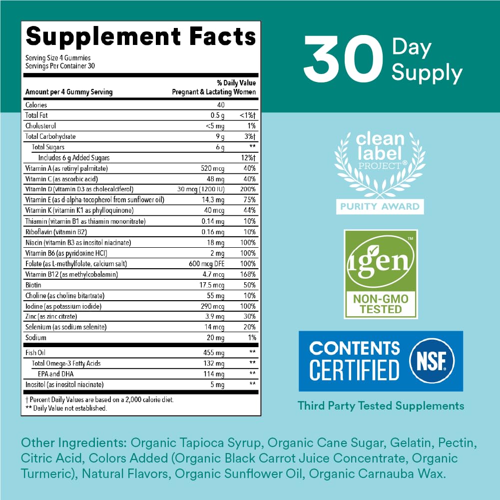 Etiqueta de SmartyPants destacando omega‑3 EPA/DHA y metilfolato