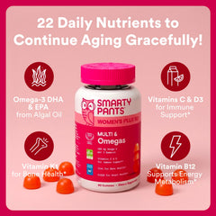 SmartyPants etiqueta con lista de 22 nutrientes y beneficios fácilmente visibles