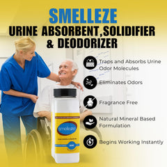 SMELLEZE aplicado en inodoro portátil demostrando control de derrames