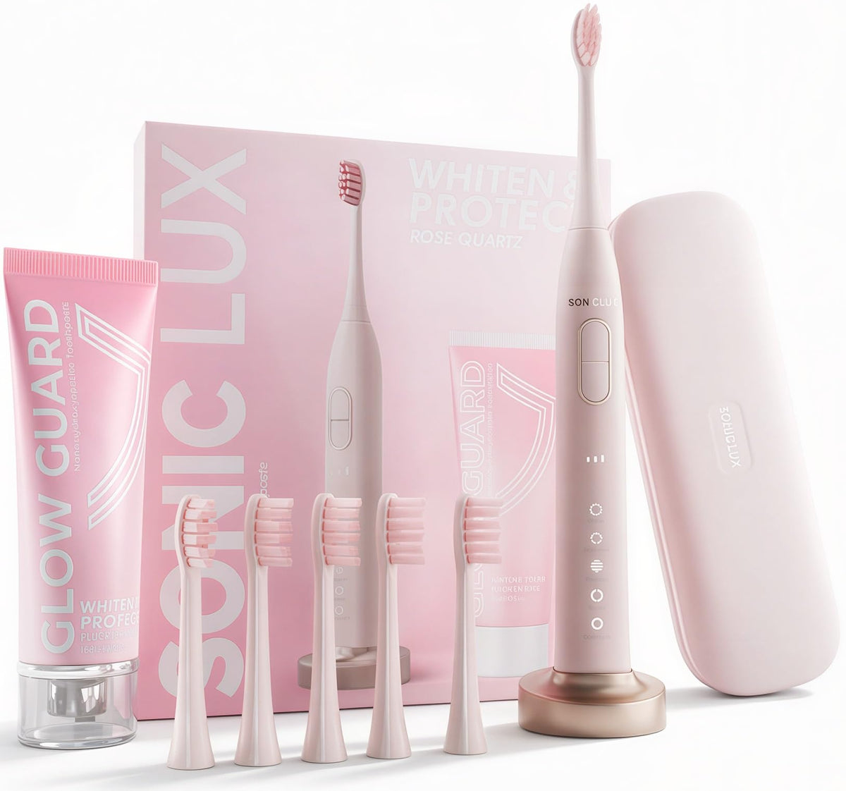 SMILE NOVA cepillo Sonic Lux Pink frontal elegante y fácil manejo