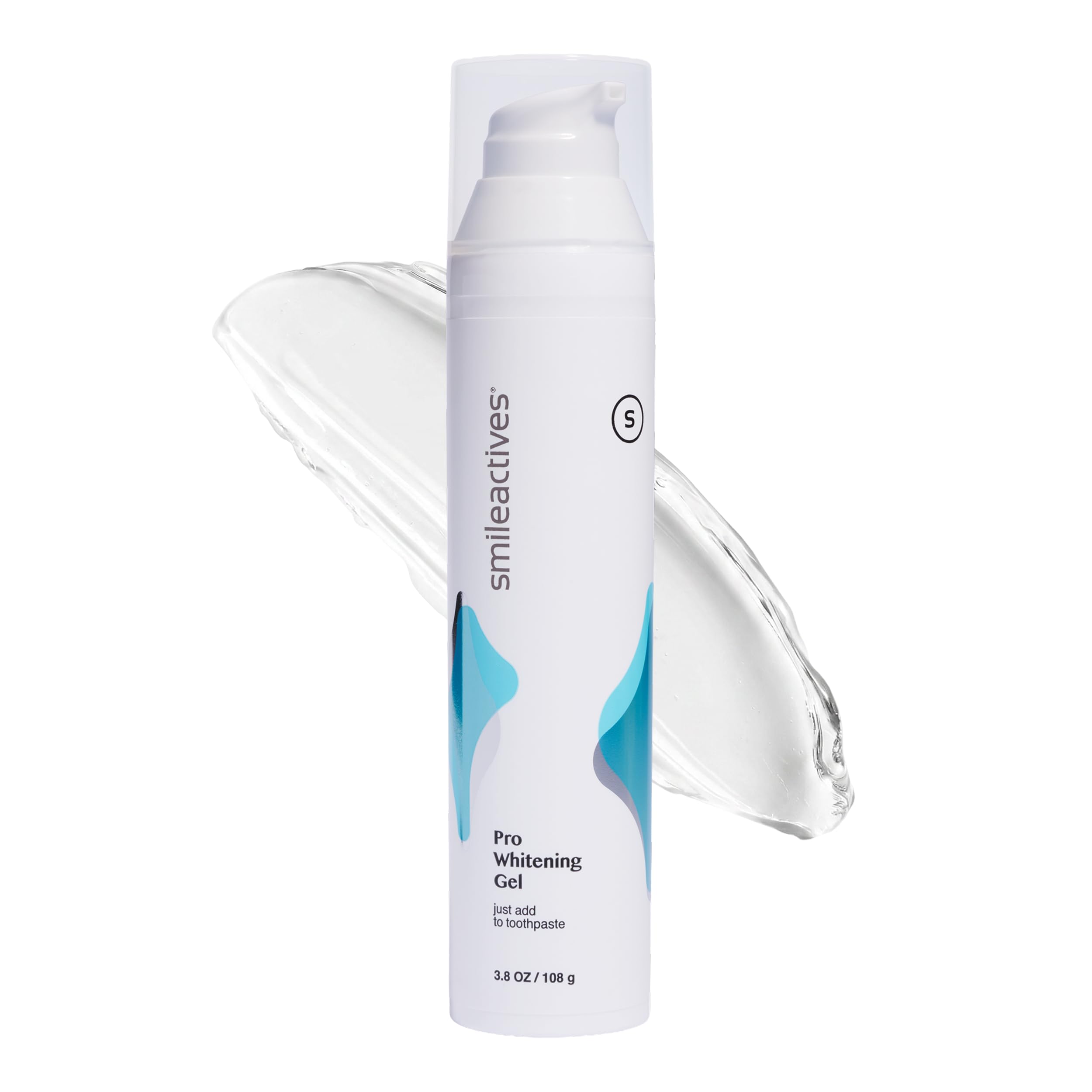 smileactives envase frontal gel 3.8oz mostrando marca y beneficio blanqueador