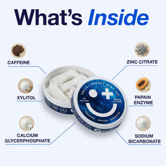 Smile+ detalle de etiqueta con ingredientes y beneficios para higiene oral