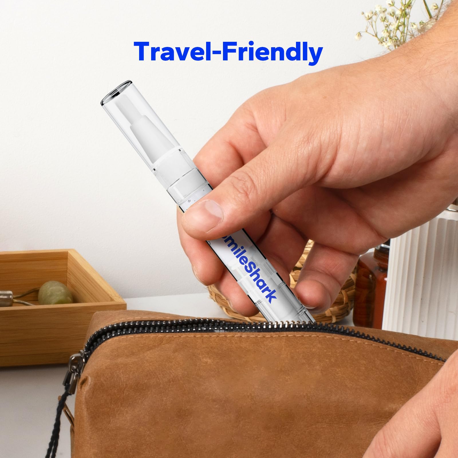 SmileShark etiqueta con lista de ingredientes clave y ventaja de formulación para sensibles