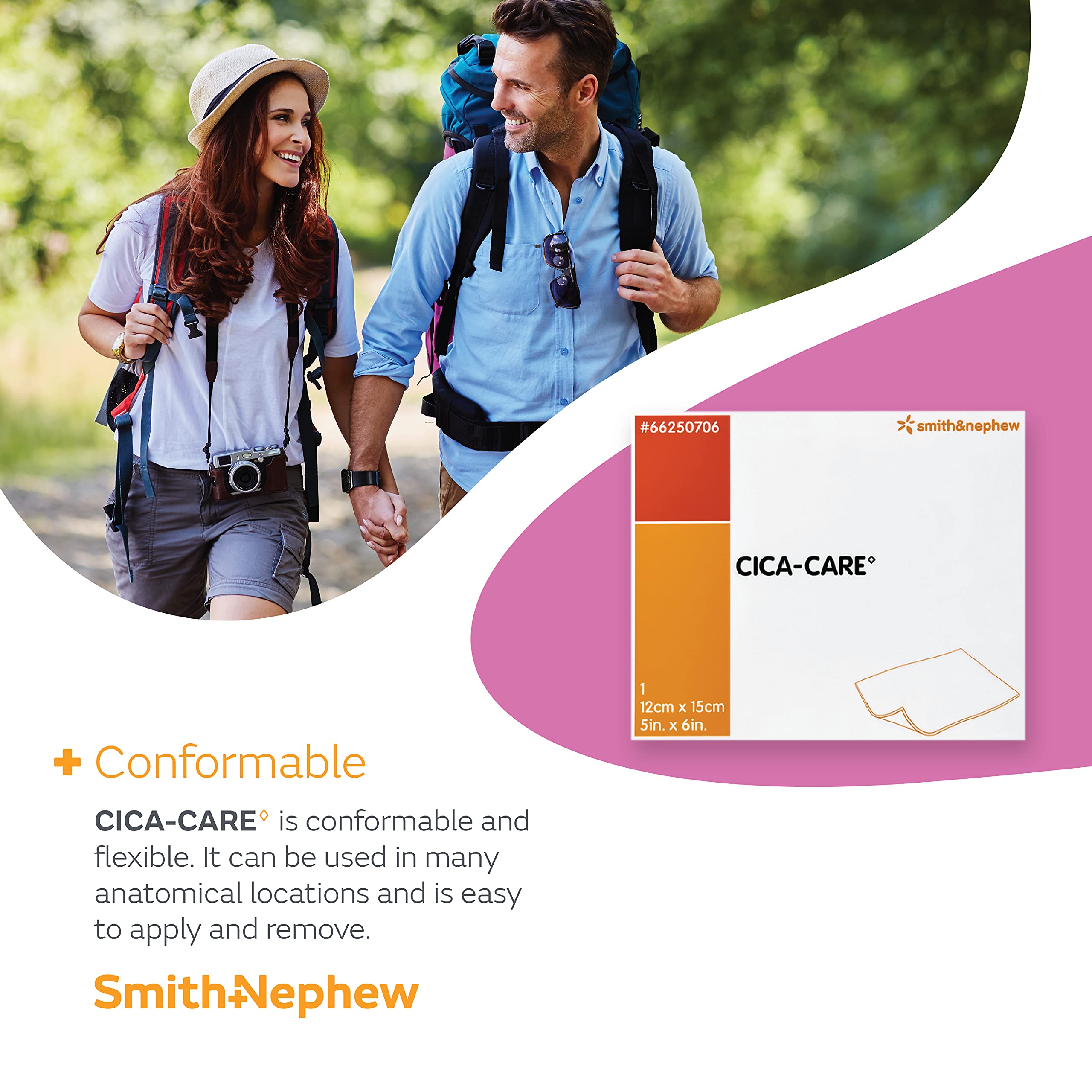 Smith & Nephew comparación de tamaño con regla para referencia clara
