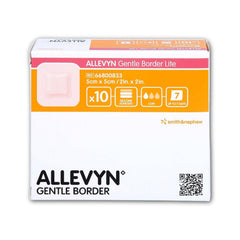 Smith & Nephew apósito frontal mostrando borde adhesivo, protección delicada