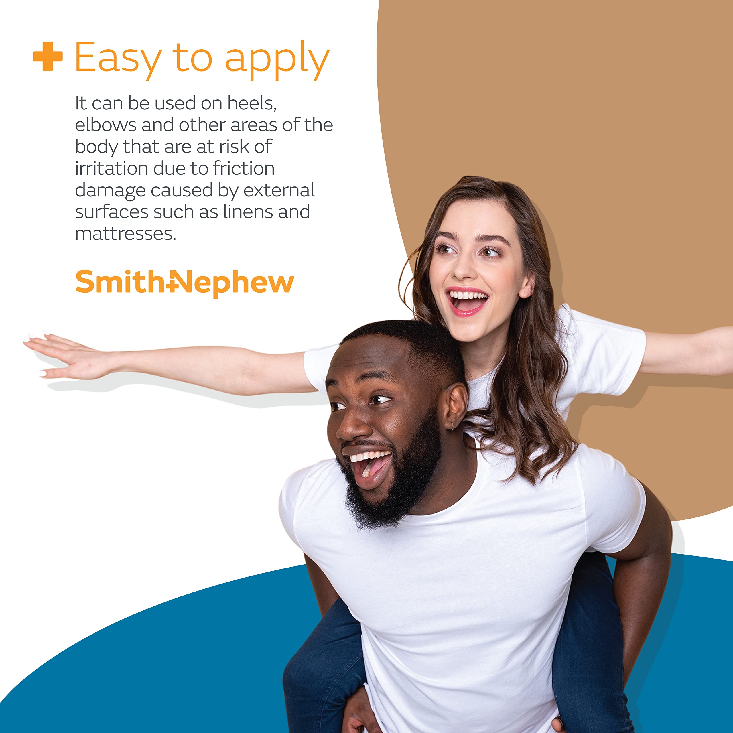 Smith & Nephew aplicación en mano mostrando secado rápido y comodidad