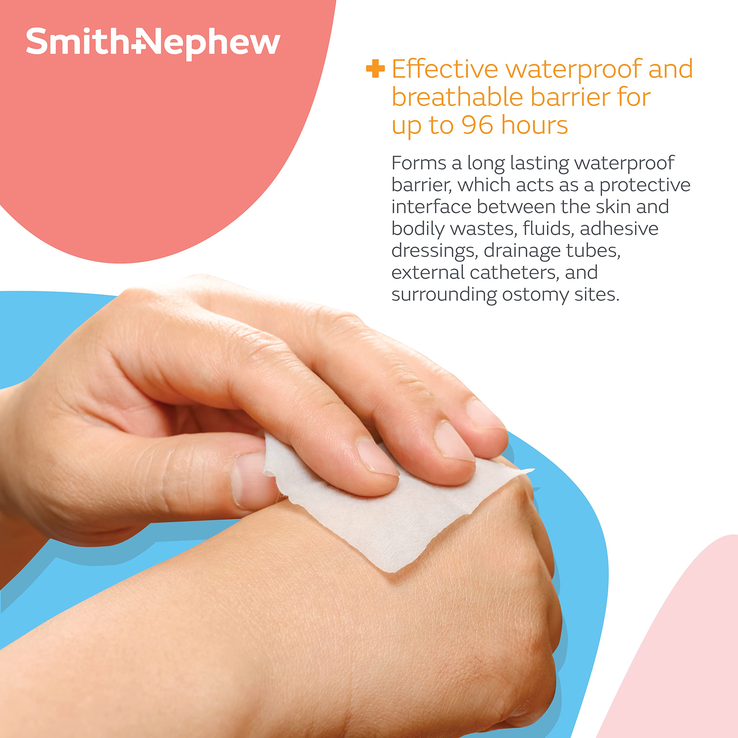 Smith & Nephew detalle de la película transparente en la piel, protección sin brillo