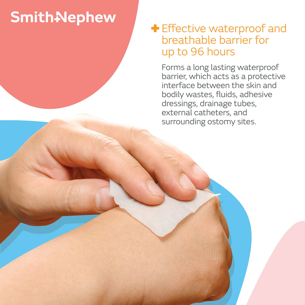 Smith & Nephew detalle de la película transparente en la piel, protección sin brillo
