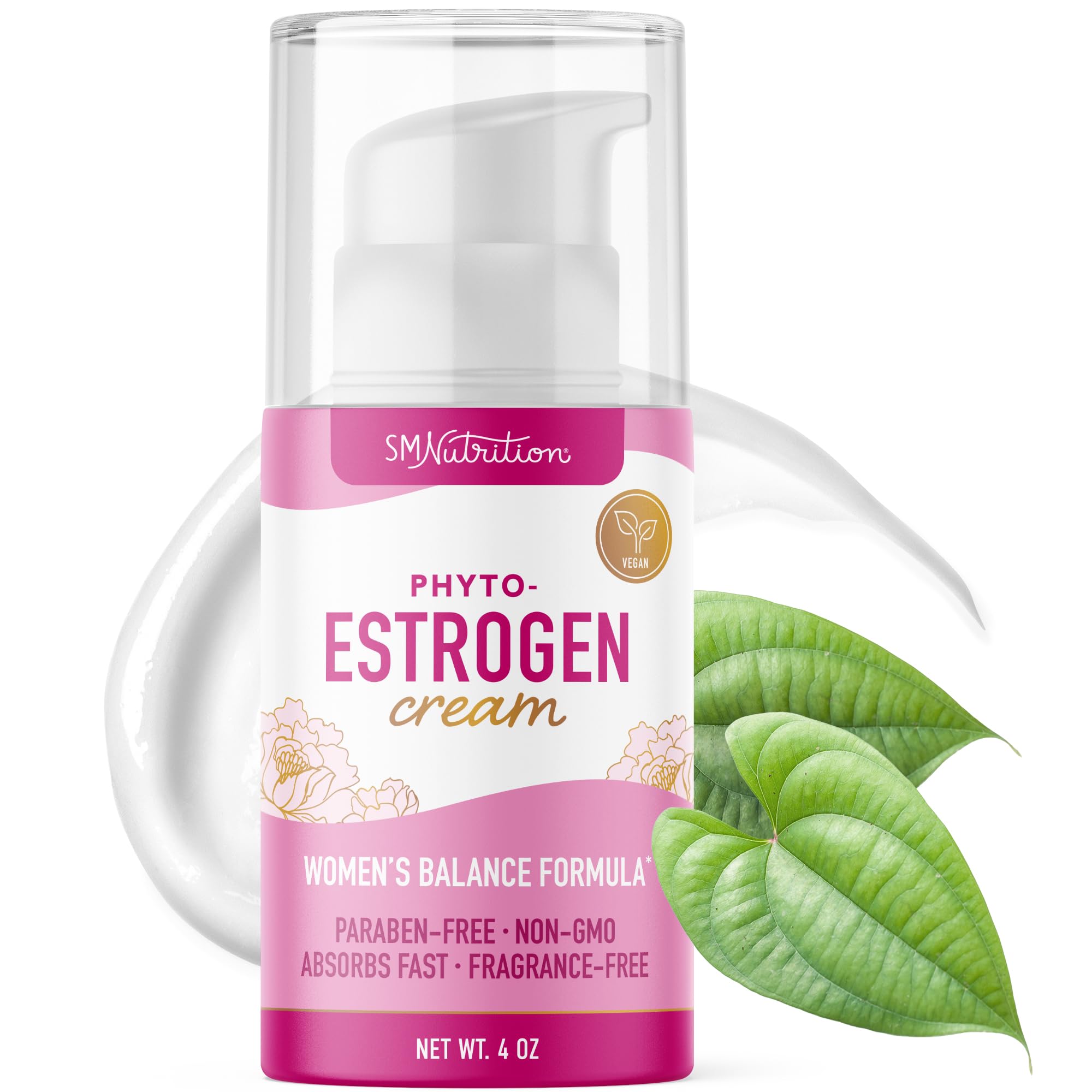 SMNutrition envase frontal de Phyto Estrogen Cream mostrando etiqueta y tamaño