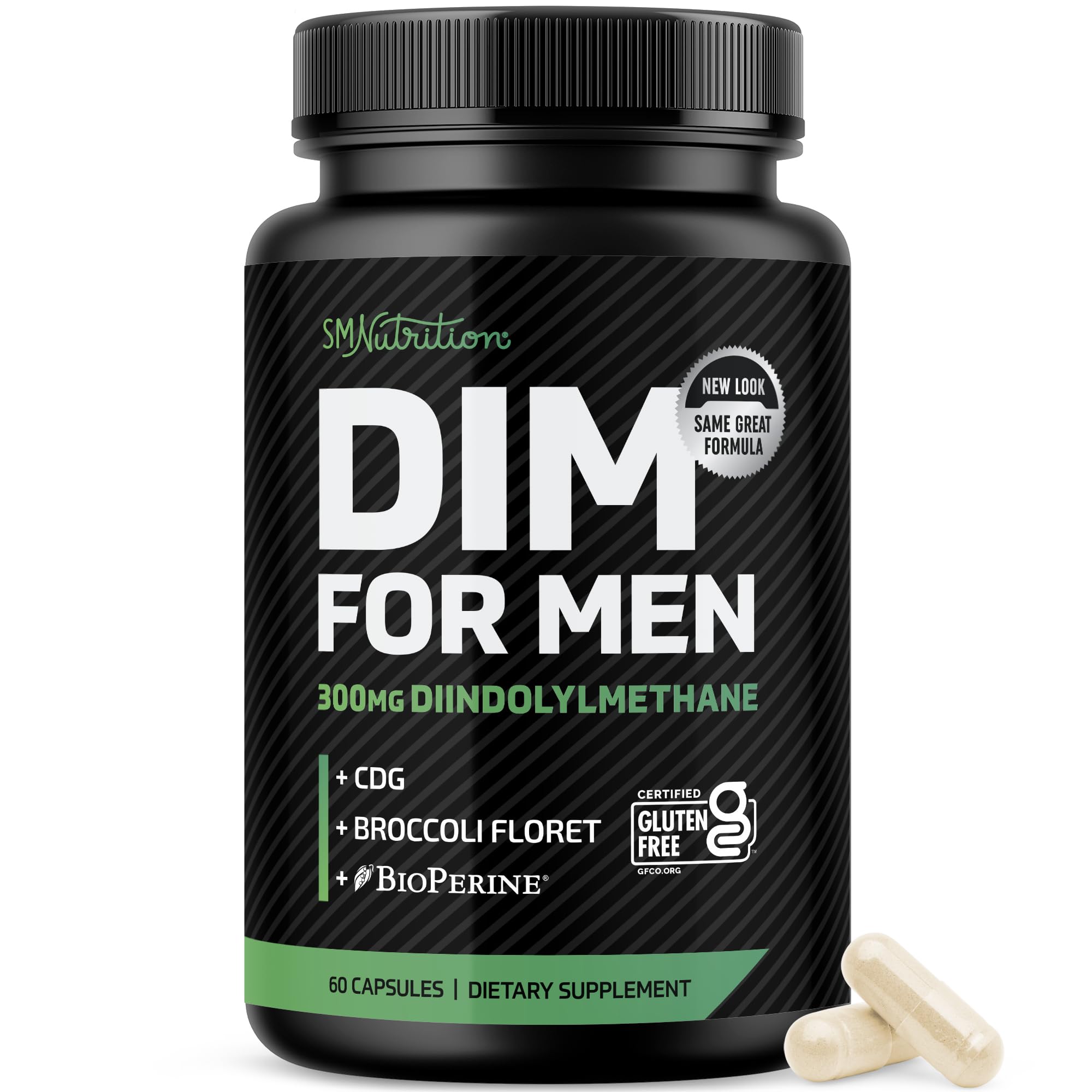 SMNutrition botella frontal mostrando DIM 300 mg y beneficios claros