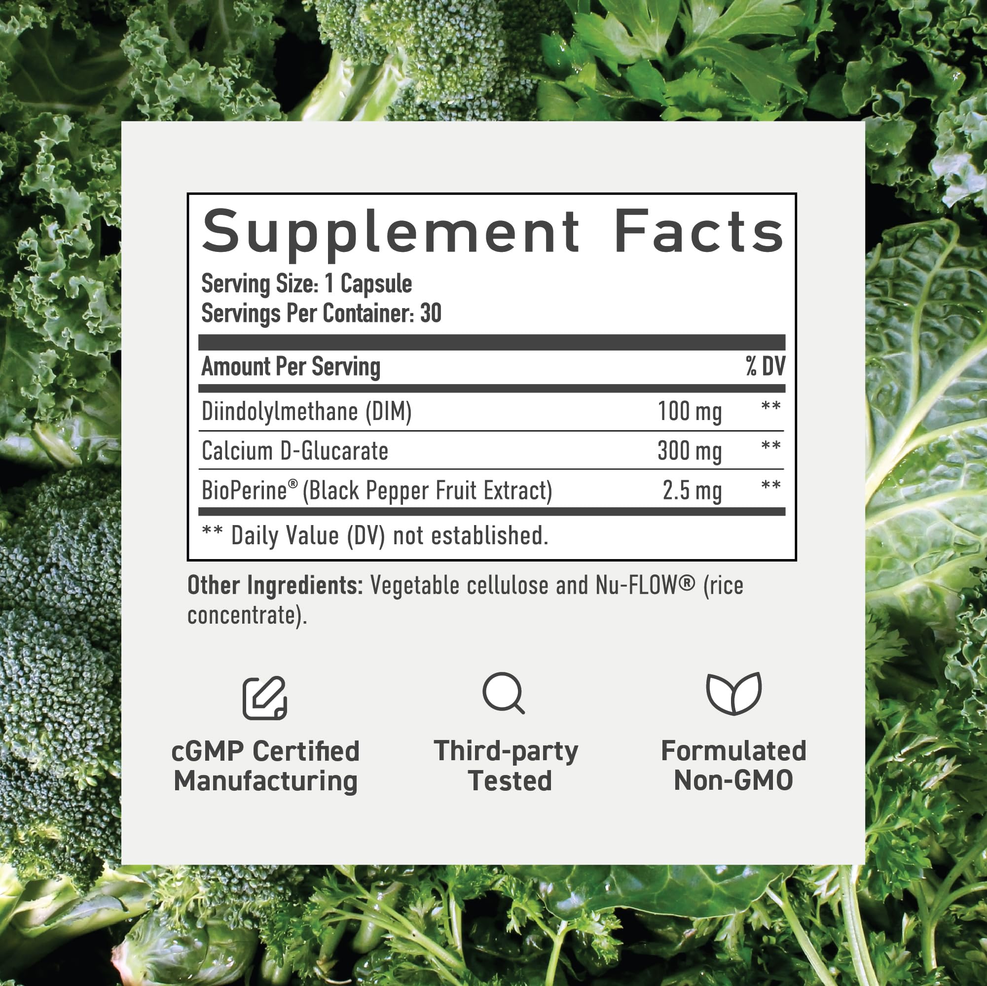 SMNutrition ingredientes activos DIM y Calcium D-Glucarate en foco