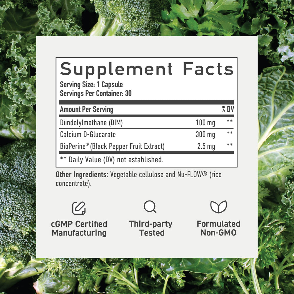 SMNutrition ingredientes activos DIM y Calcium D-Glucarate en foco