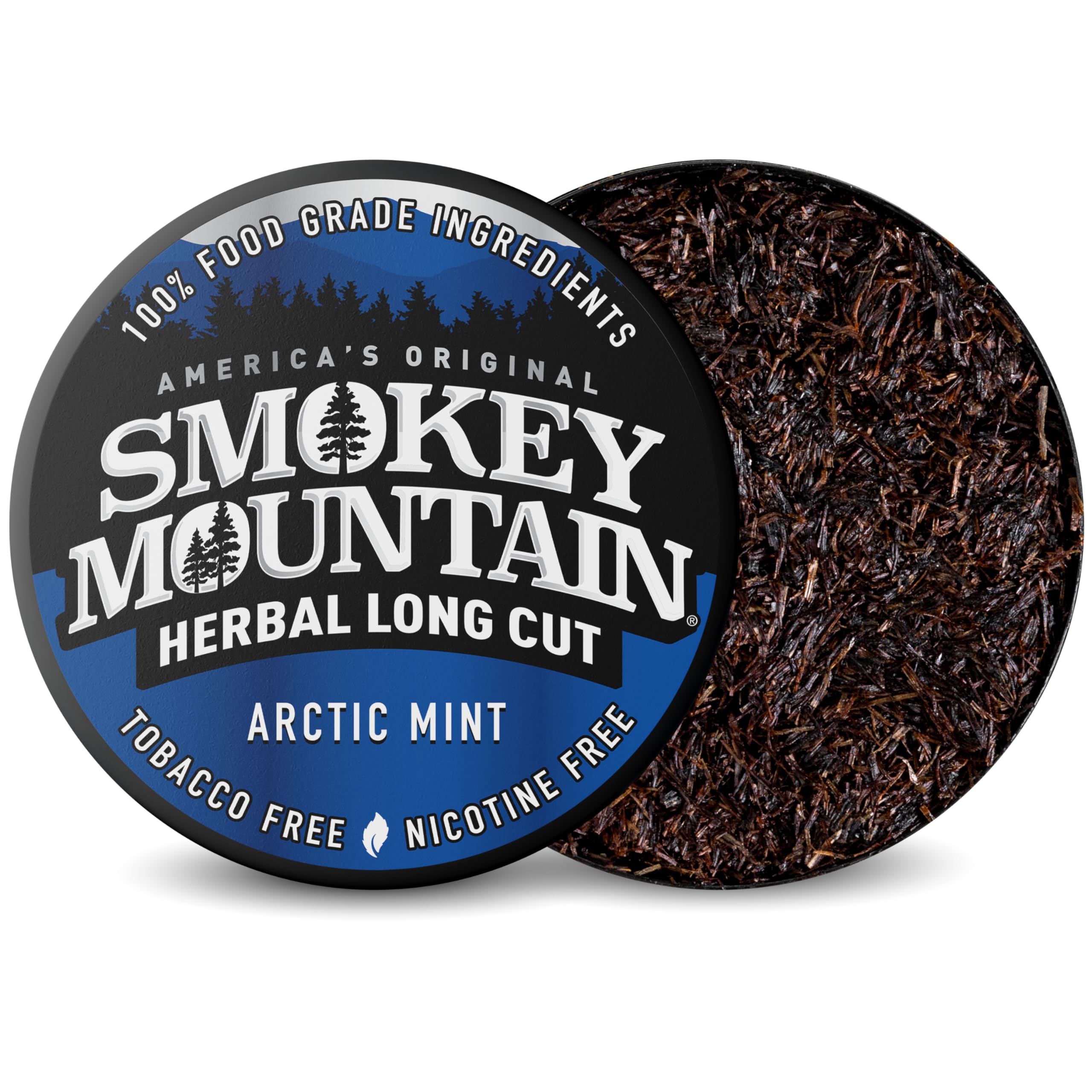 Smokey Mountain lata abierta con contenido visible y aroma mentolado