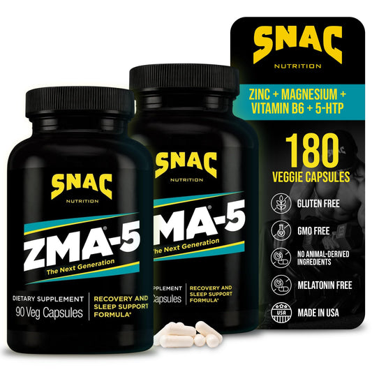 Envase frontal SNAC ZMA-5 mostrando la etiqueta y beneficios