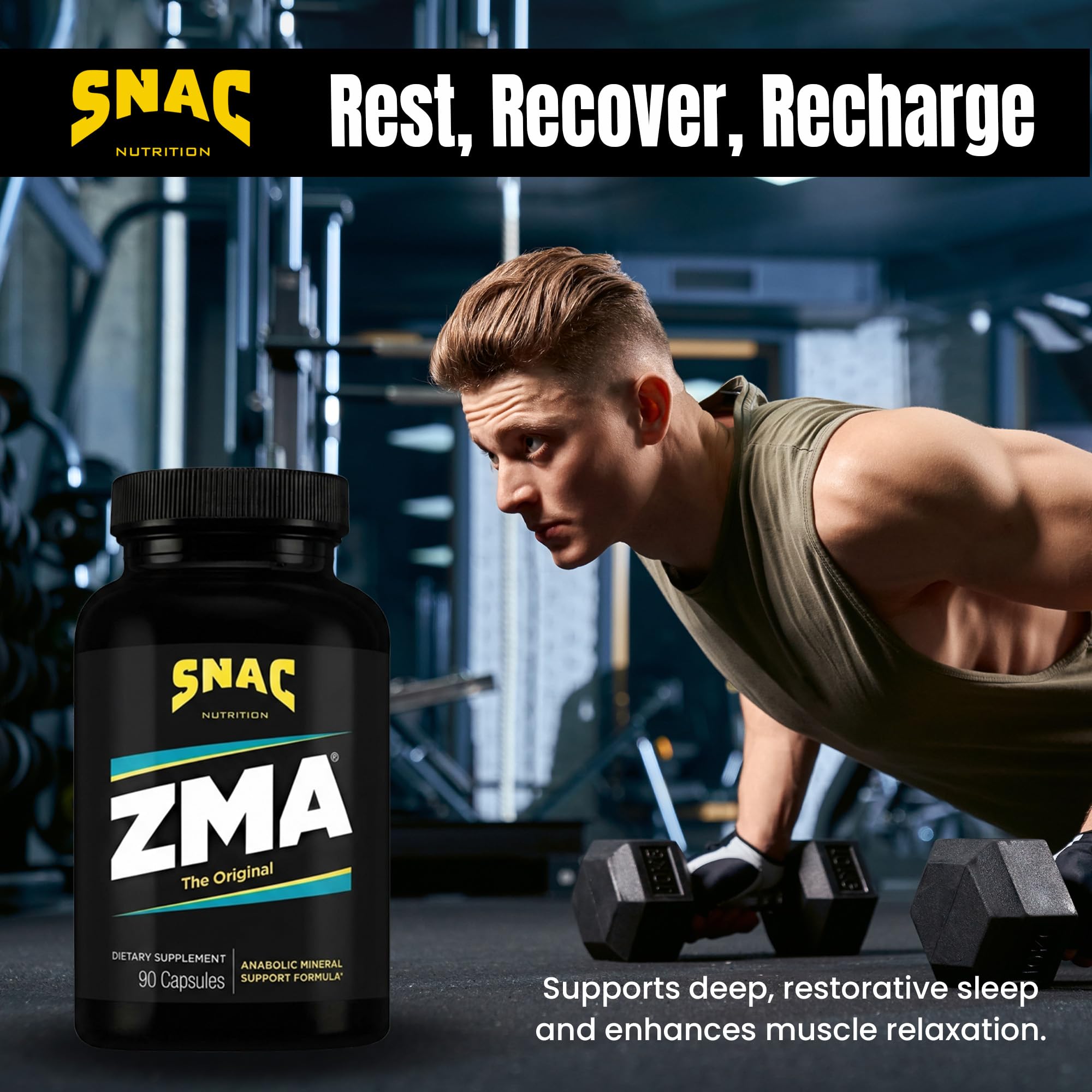 SNAC cápsula en mano antes de dormir para apoyar recuperación nocturna