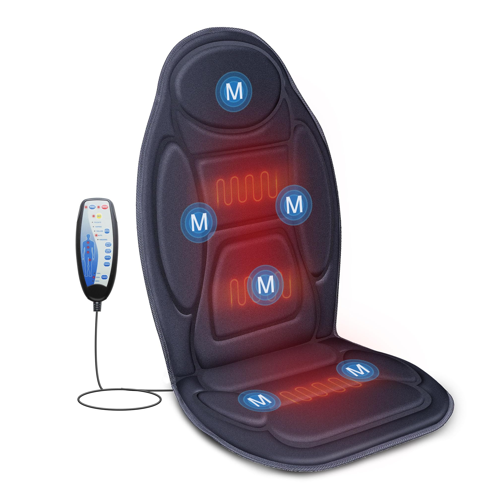 Snailax cojín masajeador frontal mostrando diseño y sujeción, mejora comodidad